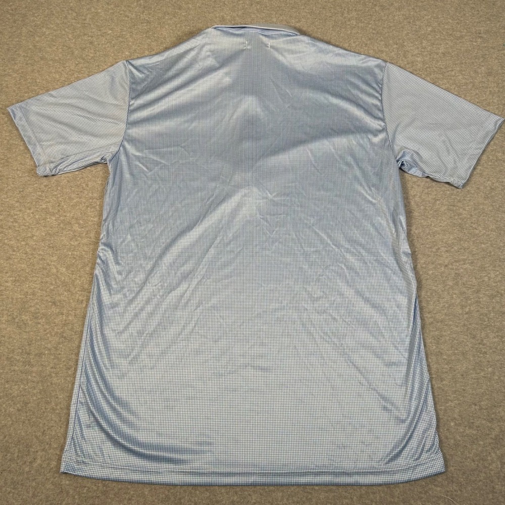 Collars & Co Polo Shirt Mens L‎ Blue Gingham Dress Collar Polo Shirt Polyester - Picture 3 of 7